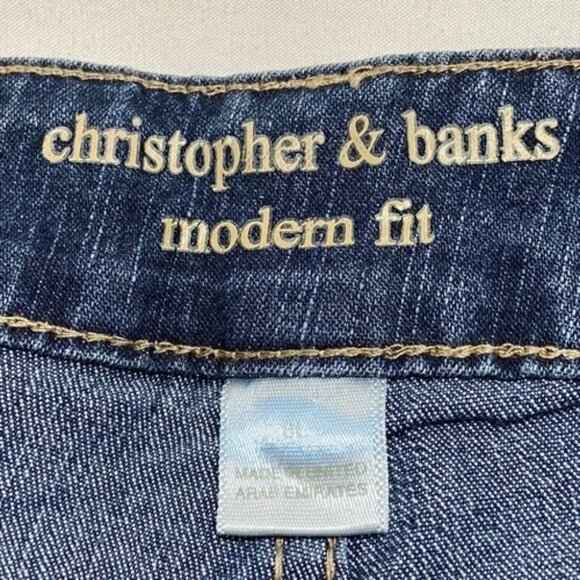 Christopher & Banks Jeans Women's 8 Long Blue Modern Fit Dark Wash Denim EUC - Picture 11 of 13